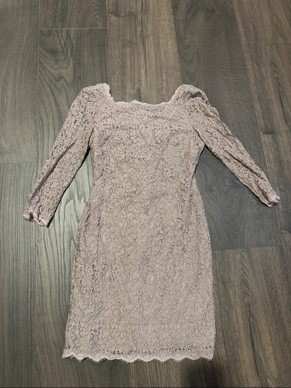 Adrianna Papell Dusty Mauve Lace Off-Shoulder Long Sleeve Sheath Dress